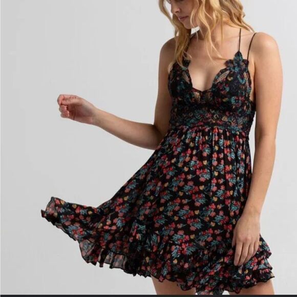 Free People Adella Printed Mini Dress M - Picture 8 of 9